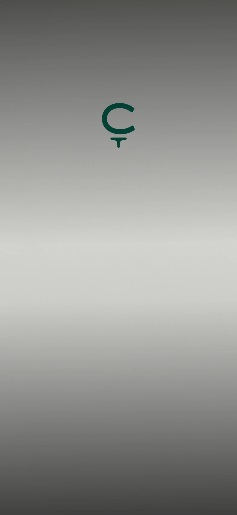 A bold green capital letter "C" followed by a small "t" centered on a gradient gray background.